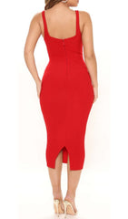 Cut Out Faux Lace UP Midi Dress