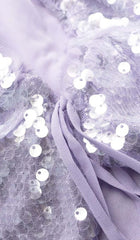 Sequin Long Sleeve Mini Dress In Lilac