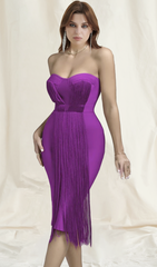 Strapless Tassels Midi Bandage Dress