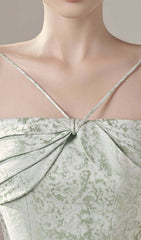 PLEAT SquAre Collar Mini Dress In Mint