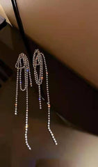 Silver Diamond Tassel Earrings