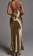 Gold Strappy Metallic Maxi Dress
