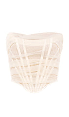 Ivory HERRInGBOne Mesh Corset Top