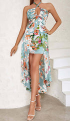 Floral-Print Halter Midi Dress
