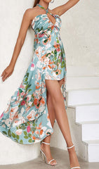 Floral-Print Halter Midi Dress