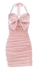 Halter Waist-Tightening Dress In Pink