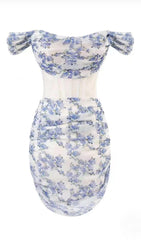 Floral -Print Corset Mini Dress In Lilac Flowers