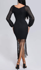 Hermione Tassel Midi Bandage Dress