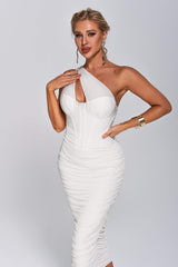 AGATHA Mesh Ruched Midi Bandage Dress