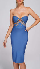 JUDITHA Strapless Midi Bandage Dress - Blue