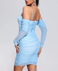 Mesh Midi Bandage Dress - Blue