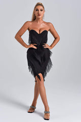 LUCENT Fringe Midi Bandage Dress