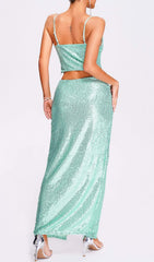 Sequin Two Pieces Suit In Green