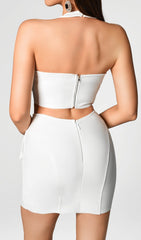 White Fringe Bandage Two Pieces Set