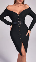 BLANCA Off Shoulder Midi Bandage Dress