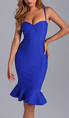 Blue Strappy Midi Bandage Dress
