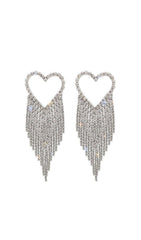 Sliver Rhinestone Tassel Earrings
