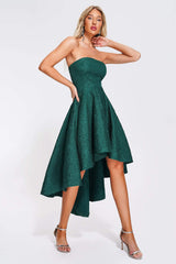 VILLY Strapless Jacquard Midi Dress