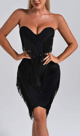 LUCENT Fringe Midi Bandage Dress