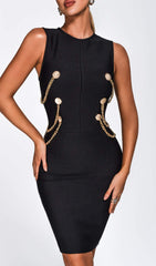 ADDISYN GoldEN Chain Midi Bandage Dress