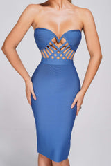JUDITHA Strapless Midi Bandage Dress - Blue
