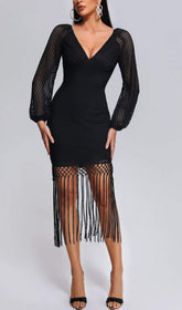 Hermione Tassel Midi Bandage Dress