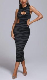 BLEND Zebra Midi Bandage Dress