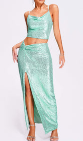 Sequin Two Pieces Suit In Green