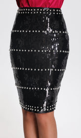 Black Sequin Pearl Skirt