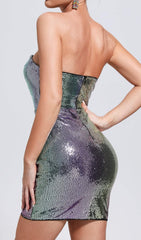 Multicolor Strapless Sequin Mini Dress