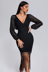 Hermione Tassel Midi Bandage Dress