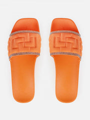 Wide Strap Rhinestone Sandals