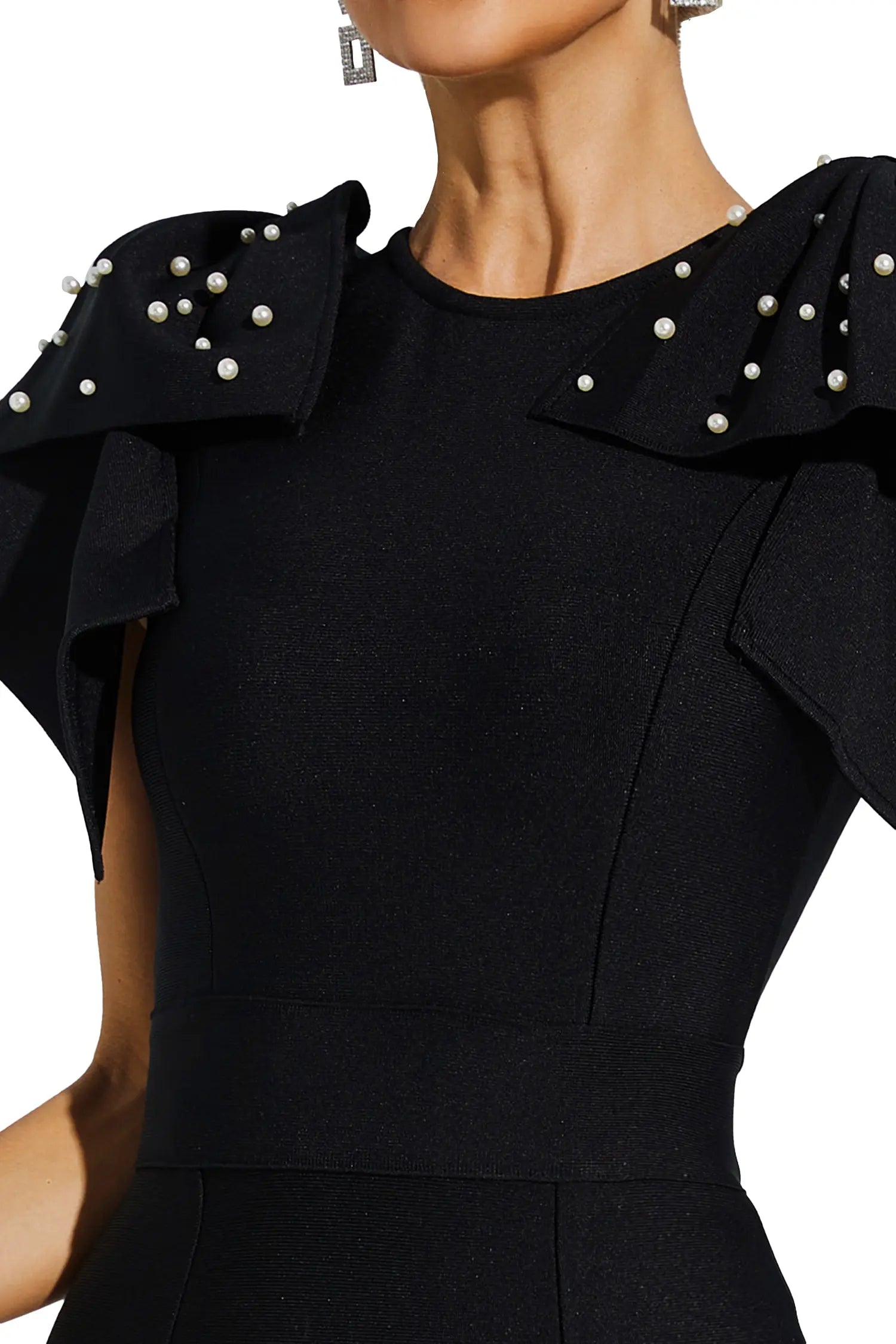 Kassidy Black Knitted Embellished Midi Dress