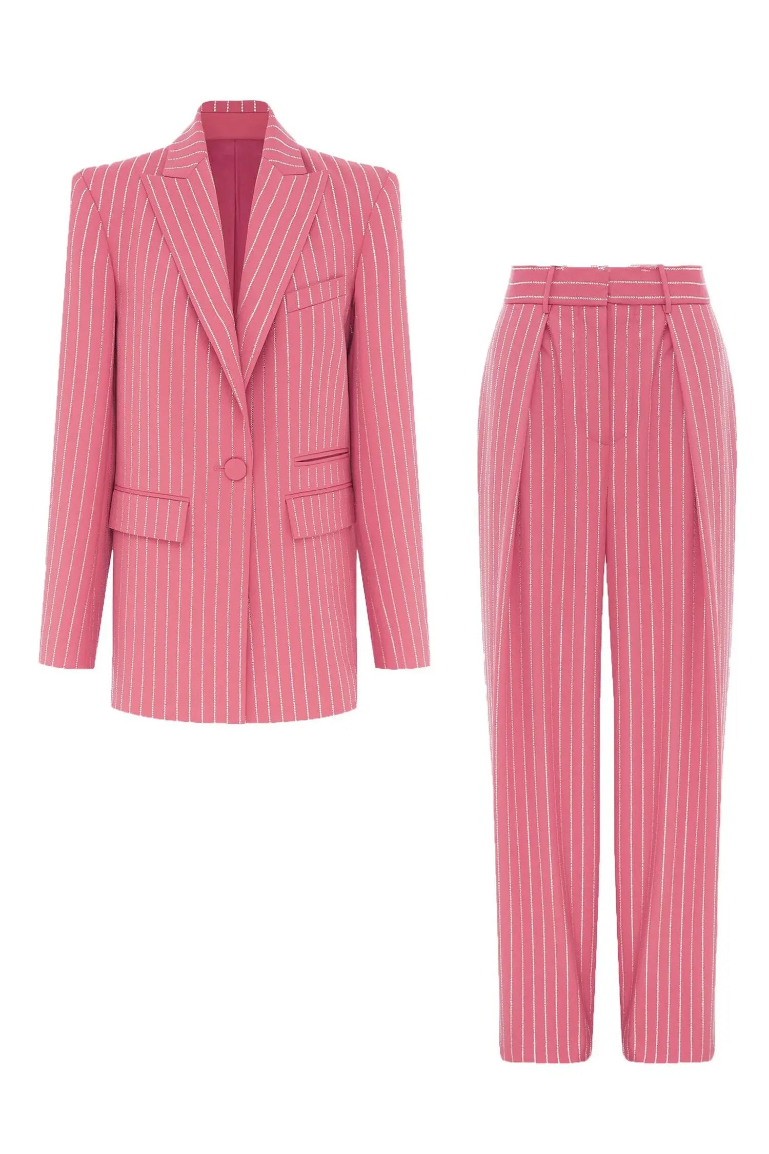 Merlin Pink Vertical Striped Blazer Set