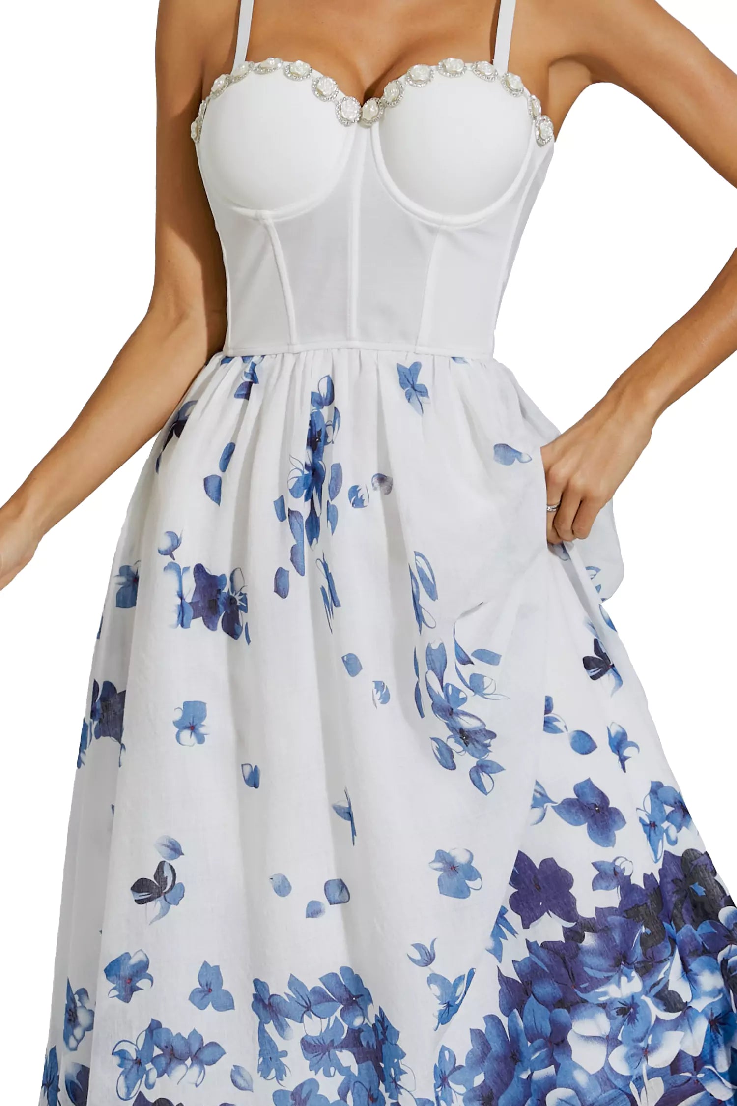 Lauryn White Flower Printed Slip Dress