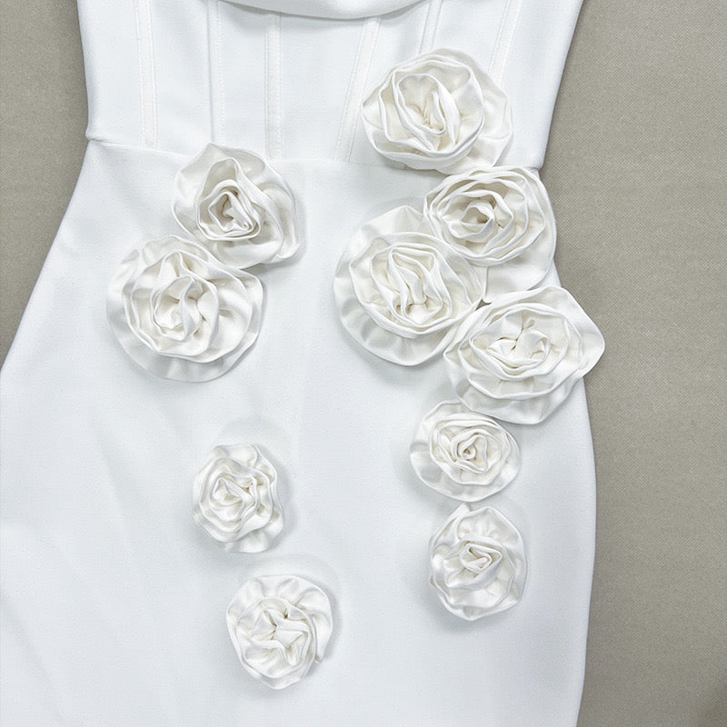 High Tide Flower EmbelliShed Linen Mini Dress