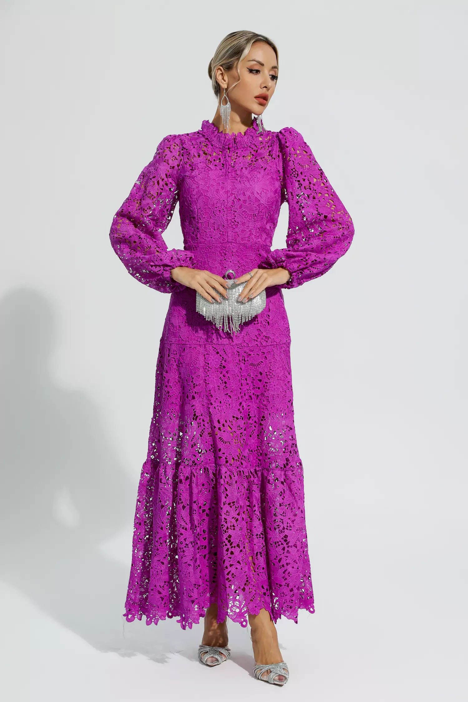 Julieta Purple Cut Out Long Sleeve Dress