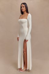 Slinky Long Sleeve Maxi Dress With Split