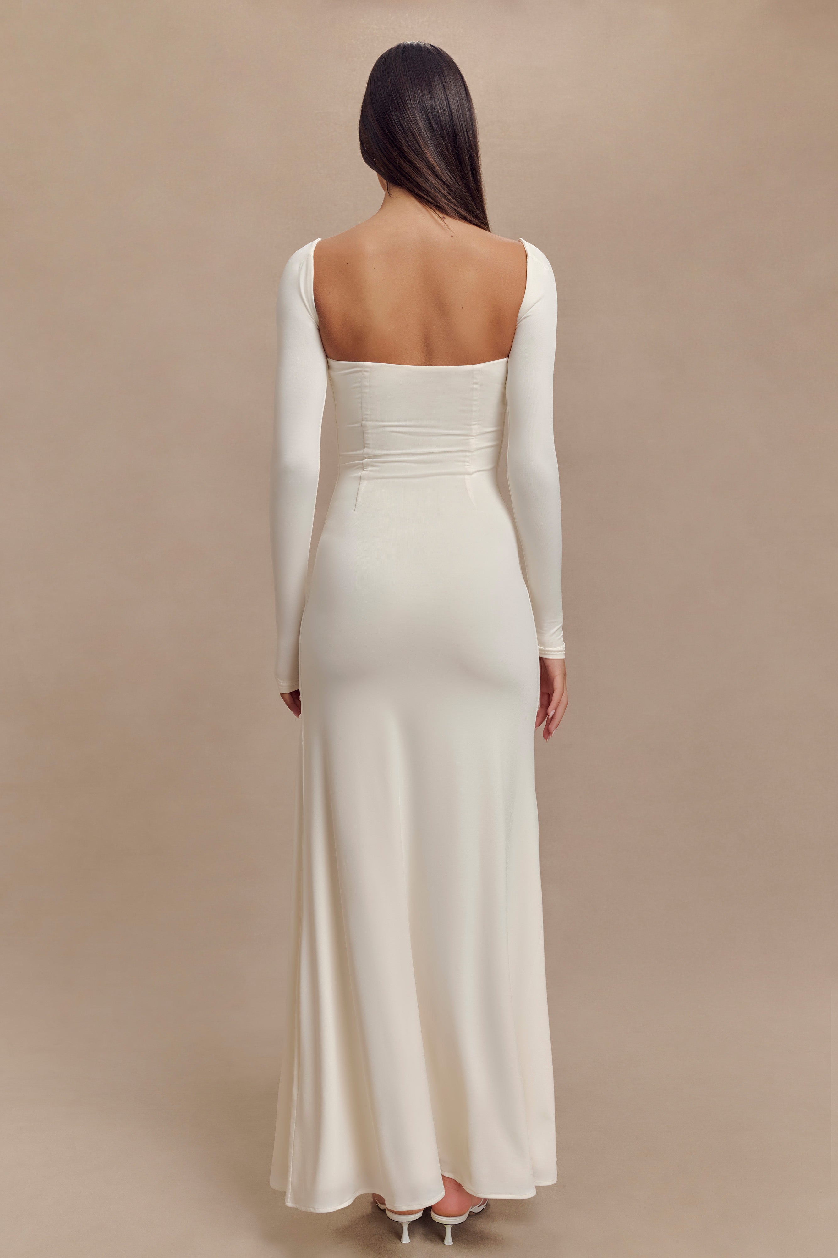 Slinky Long Sleeve Maxi Dress With Split