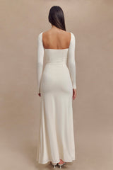 Slinky Long Sleeve Maxi Dress With Split