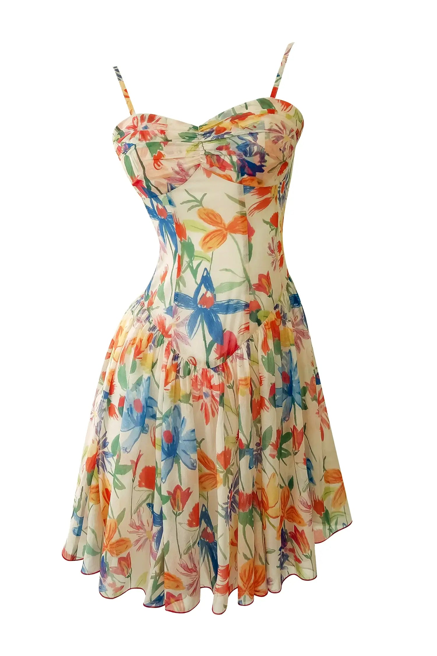 Hobson Orange Flower Mini Slip Dress