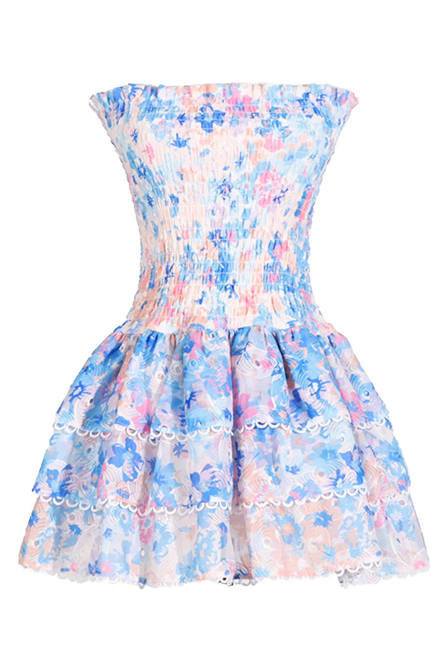 Mercy Blue Floral Ruched Mini Dress