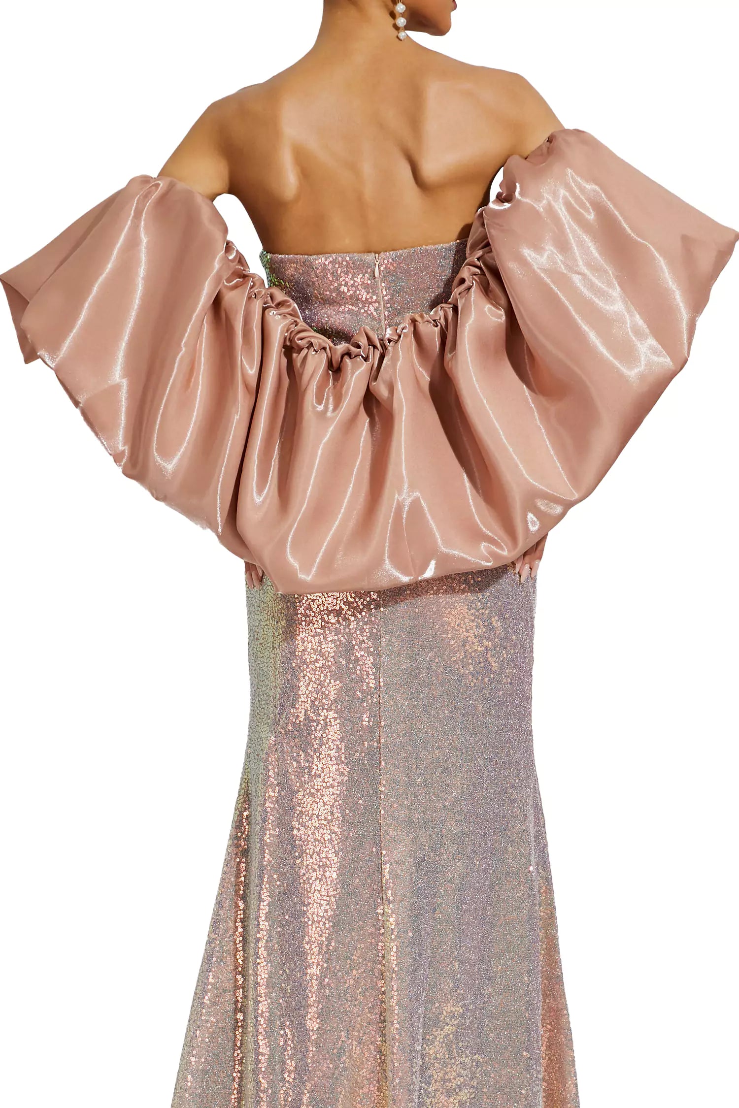 Whitley Apricot Sequins Off-shoulder Dress