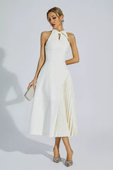 Cynthia Cream Ruched Midi Dress