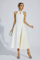 Cynthia Cream Ruched Midi Dress