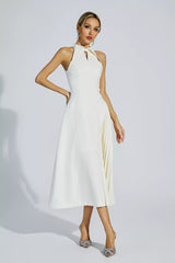 Cynthia Cream Ruched Midi Dress