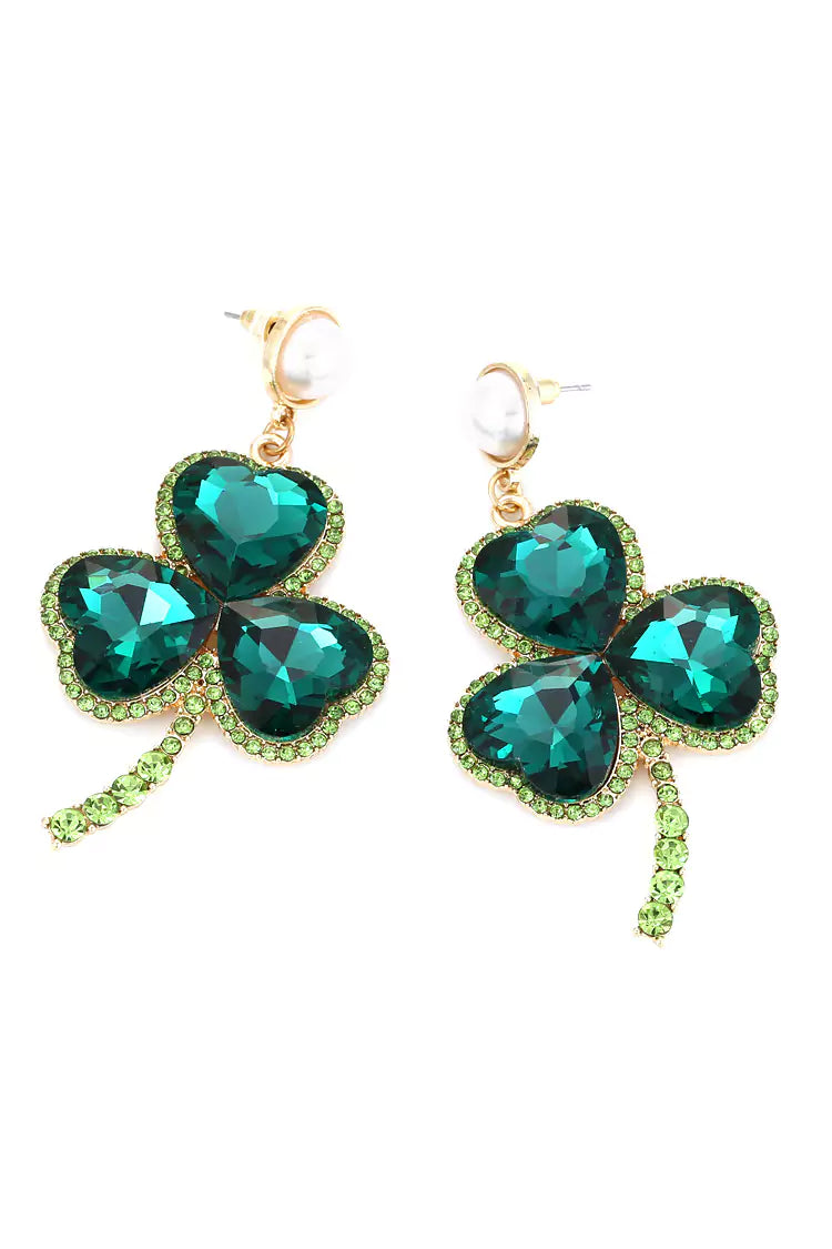 Dahlia Emerald Clover Earrings