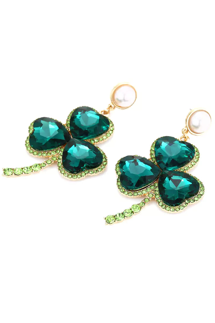 Dahlia Emerald Clover Earrings