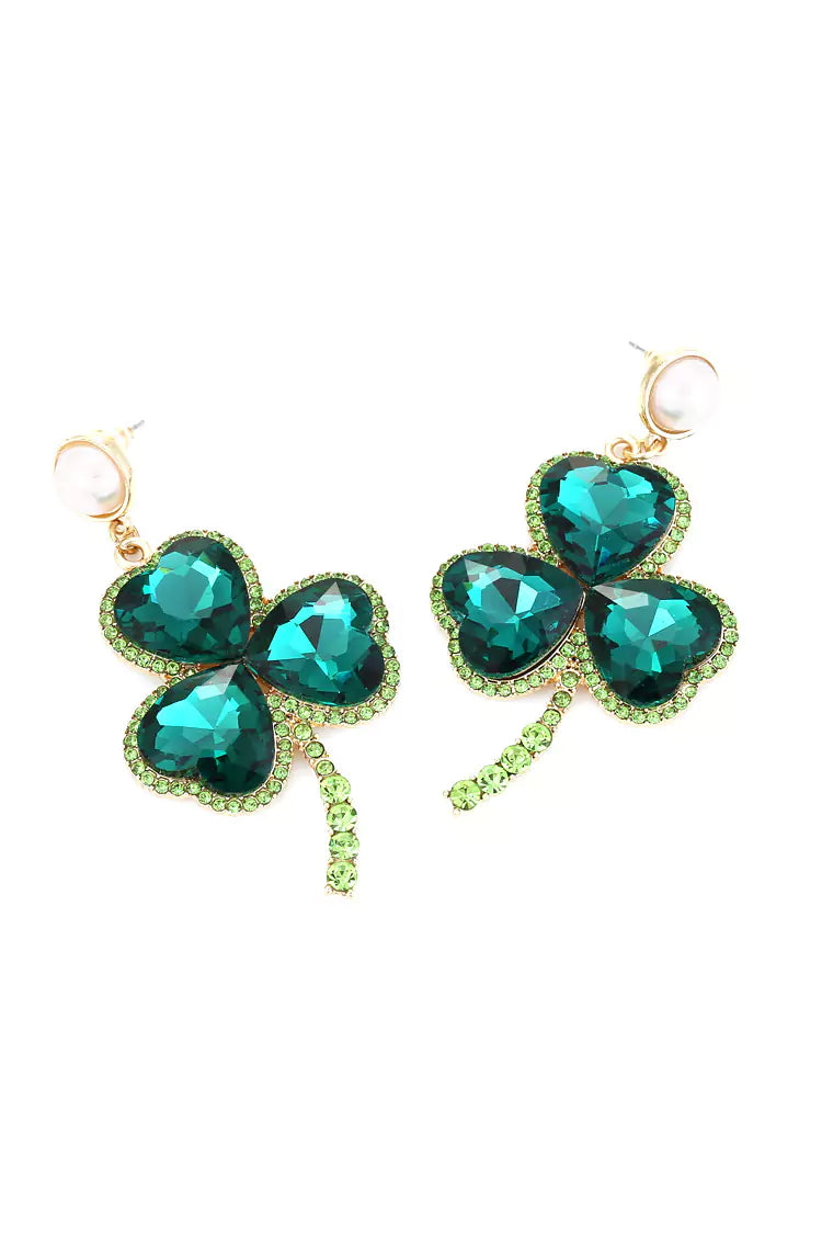 Dahlia Emerald Clover Earrings