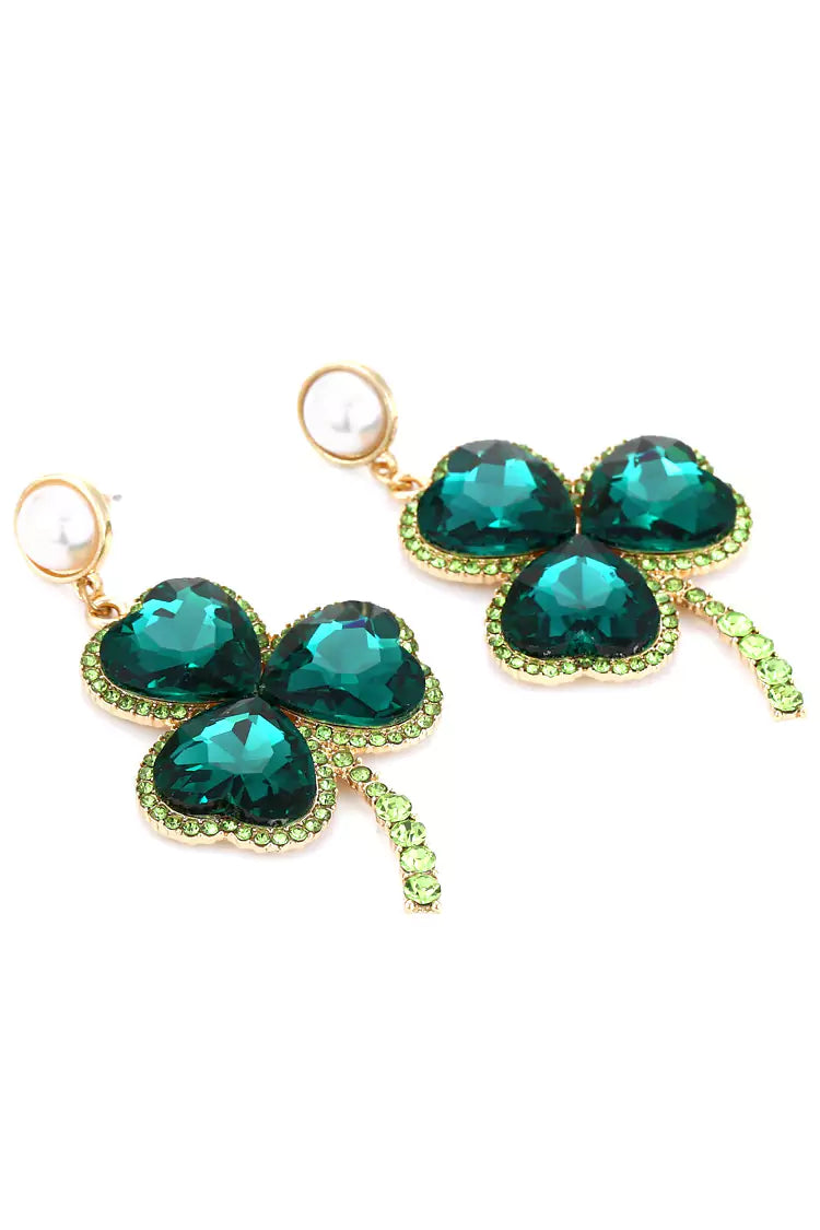 Dahlia Emerald Clover Earrings